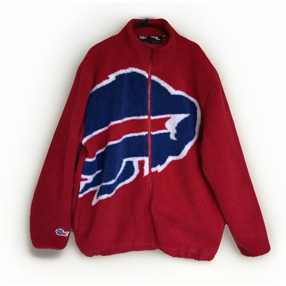 NFL Chalk Line Buffalo Bills Fleece Sherpa Jacket Streetwear Baggy 30" P-P (4XL)